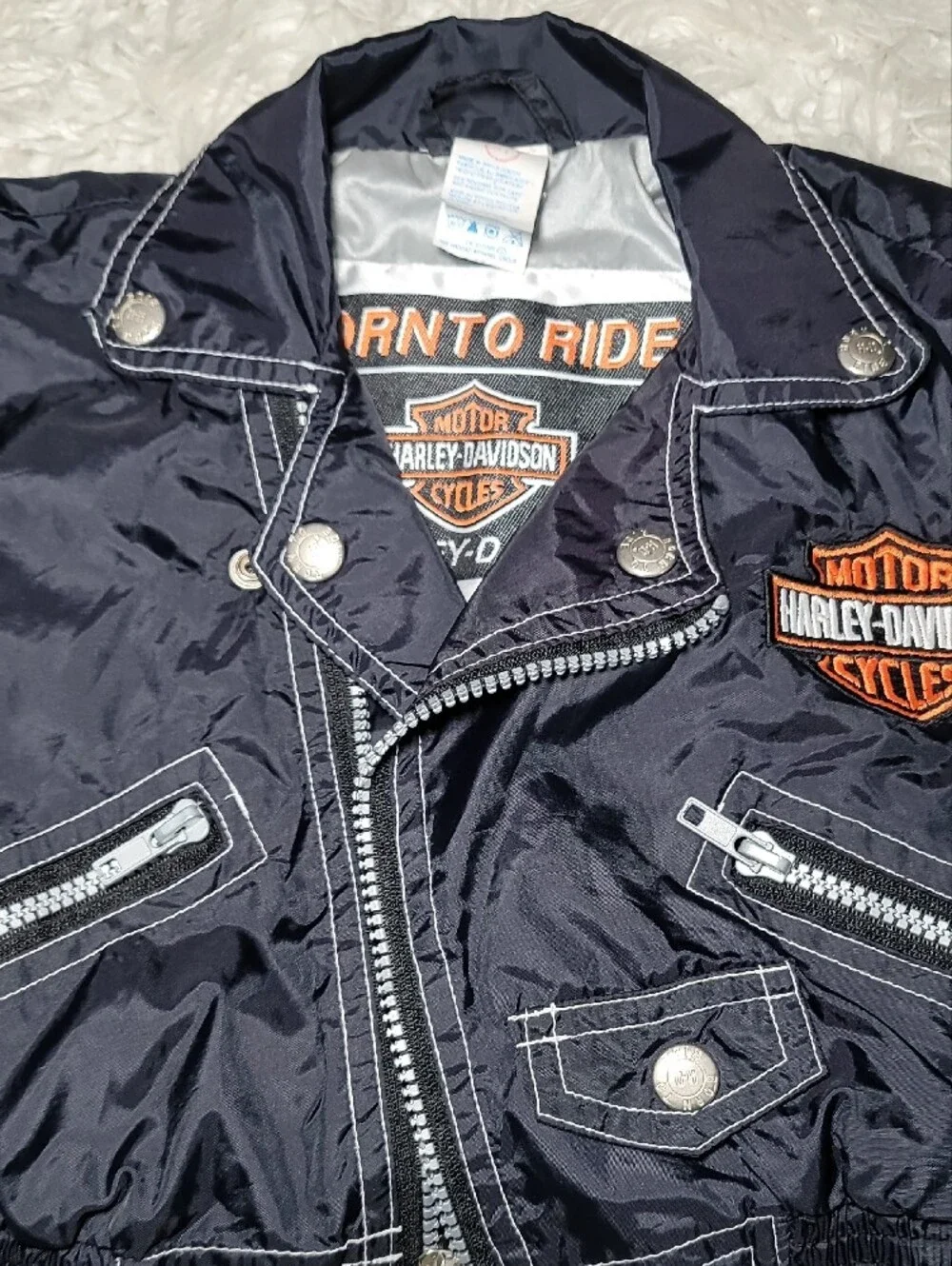 Harley-Davidson Kids Navy Jacket with Orange Logo Patch